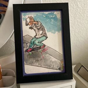 Framed Watercolor and Ink Painting “b-side smith”